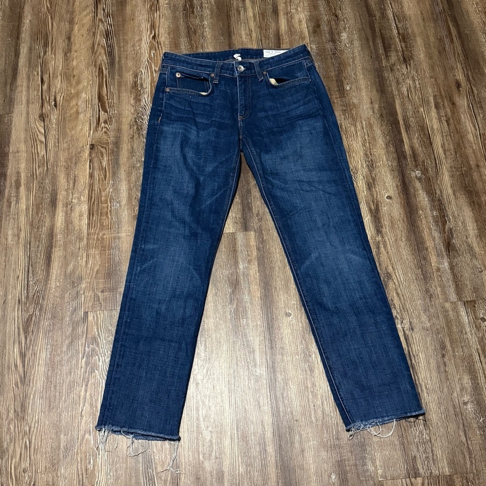 Rag & Bone Dre Low Rise Slim Boyfriend Jeans Women's 24 Frayed Hem in Mission CI